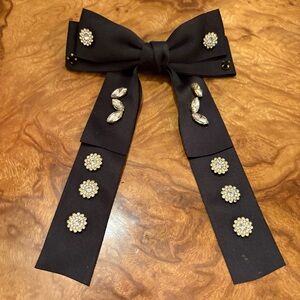 Elegant Black Bow with Crystal Accents